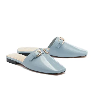 【HELENE_SPARK】別致質感交叉寬帶全真皮方頭低跟拖鞋(黑) 歷史價格詳細信息