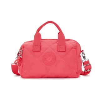 【KIPLING官方旗艦館】菱格活力蜜桃粉輕便長方形多袋斜背包-MILDA 歷史價格詳細信息