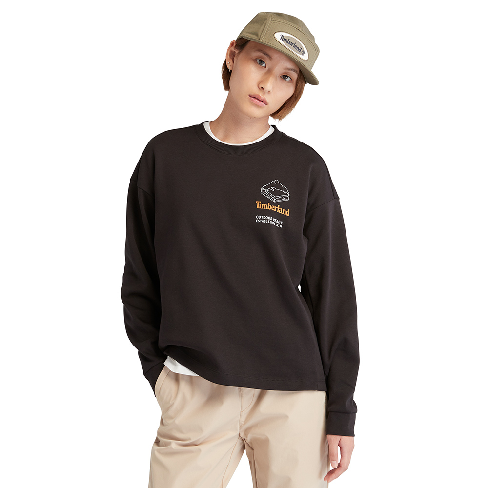 Timberland 女款黑色有機棉拼接Oyster River寬版大學T|A5X3H001 歷史價格詳細信息