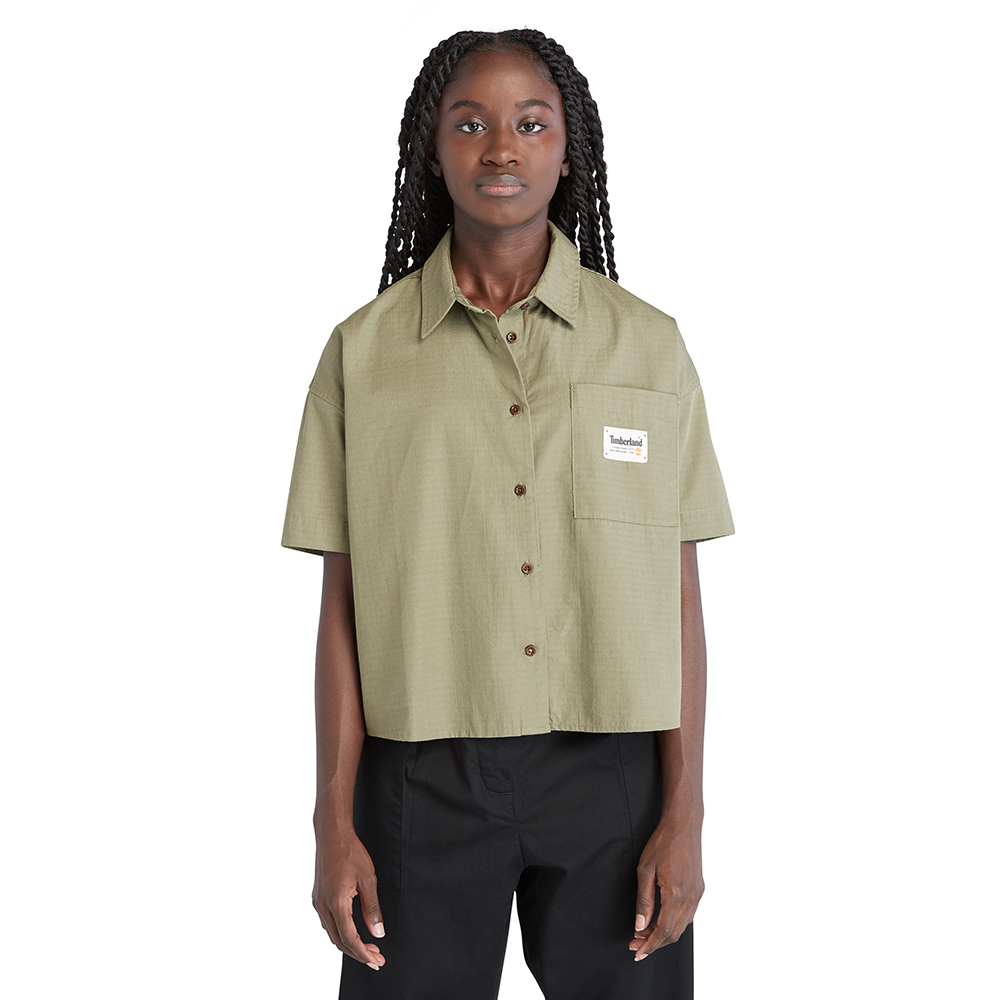 Timberland 女款灰綠色 Logo 短袖休閒T恤|A6AZP590 歷史價格詳細信息