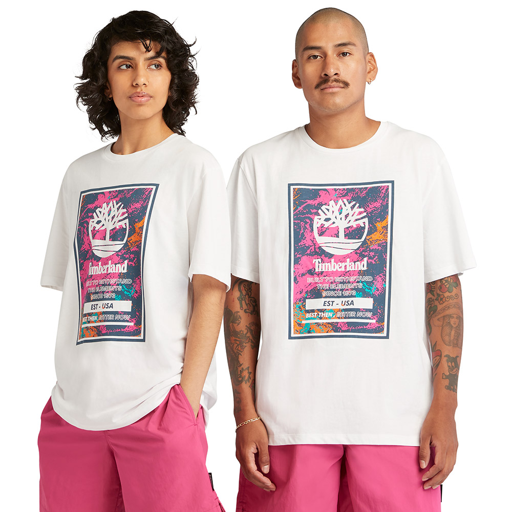 Timberland 中性白沙色背後圖案短袖T恤|A2NZ1BH7 歷史價格詳細信息