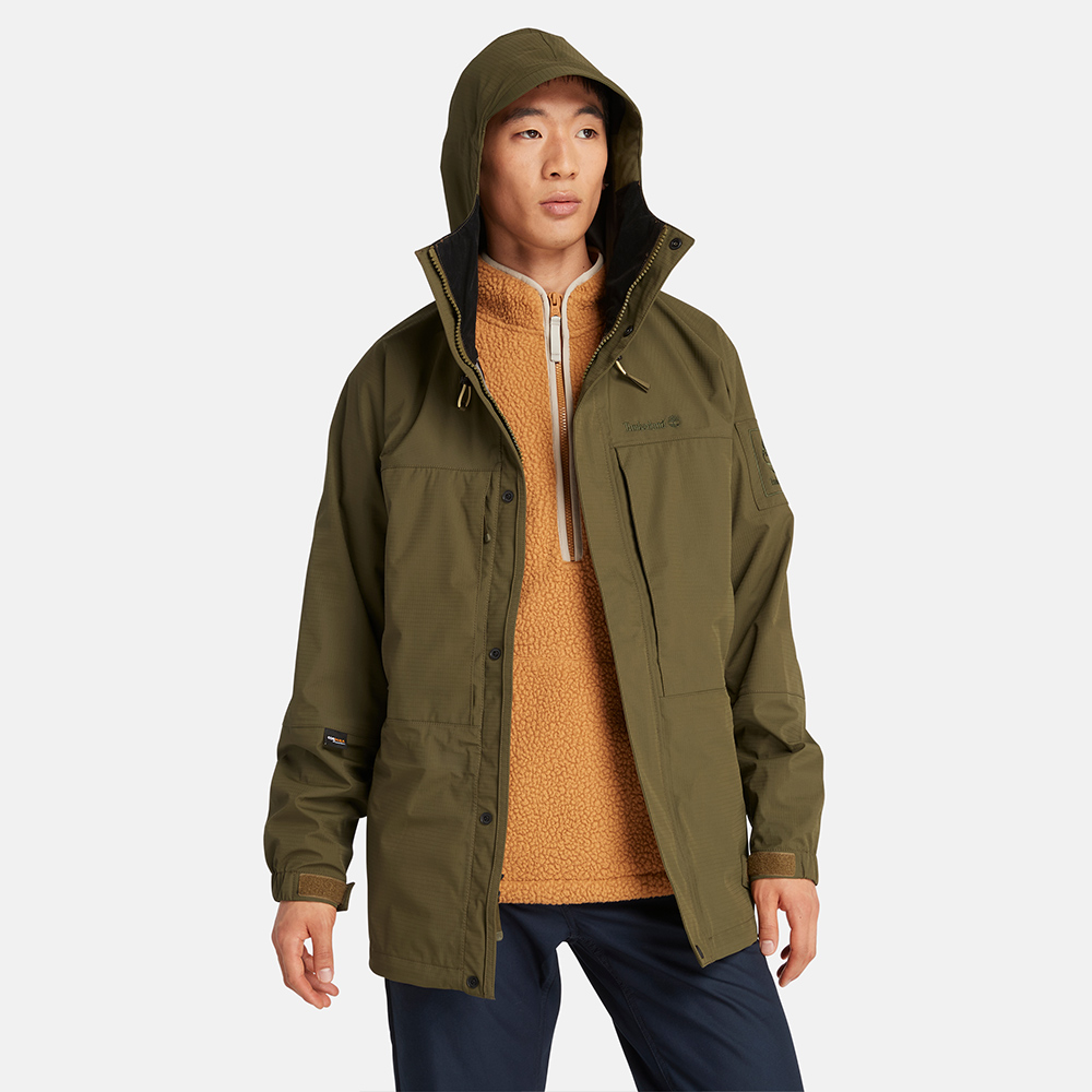 Timberland 男款深橄欖配黑色防水連帽外套|A6QK9DY7 歷史價格詳細信息