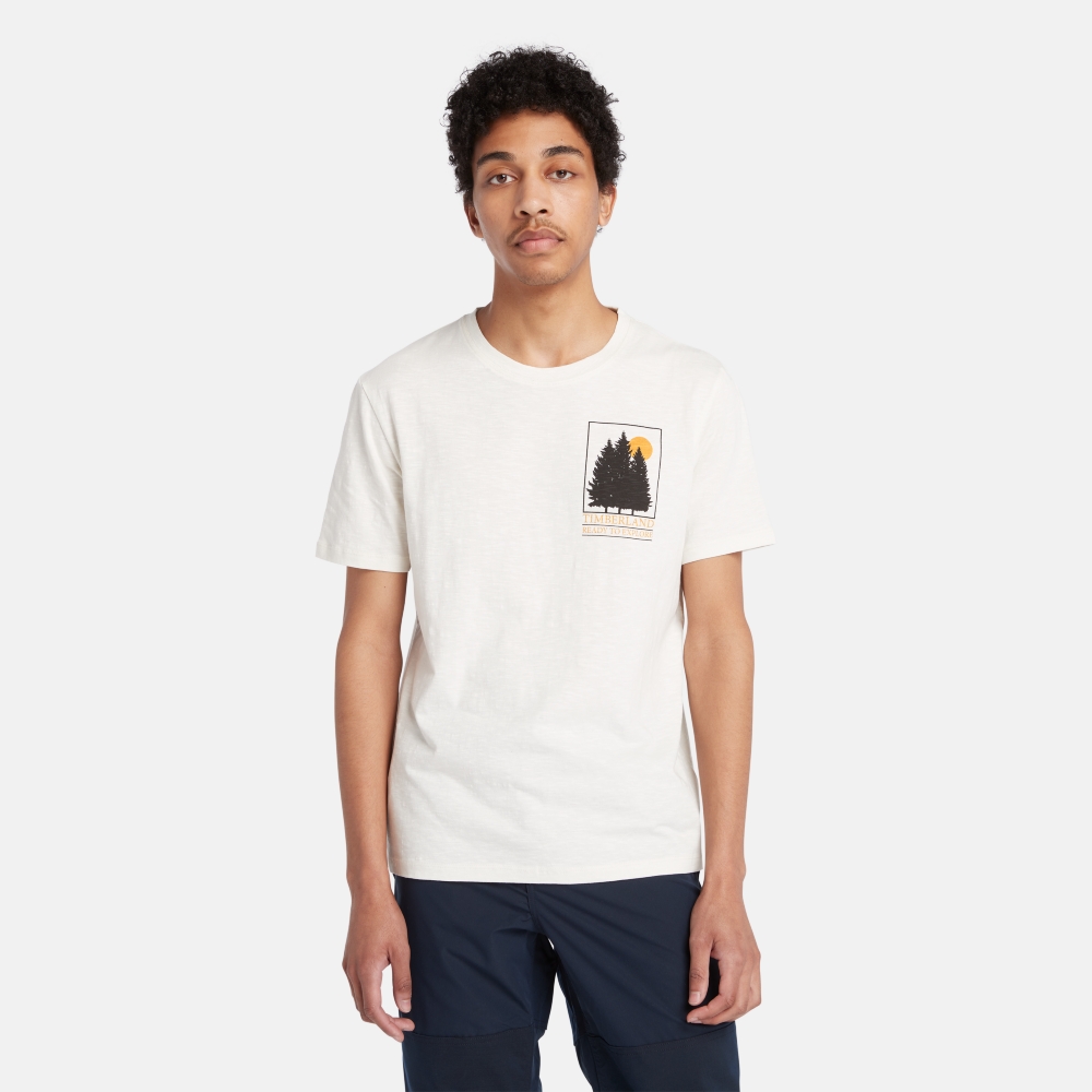 Timberland 男款白色正面印花照片短袖T恤|A61XY100 歷史價格詳細信息