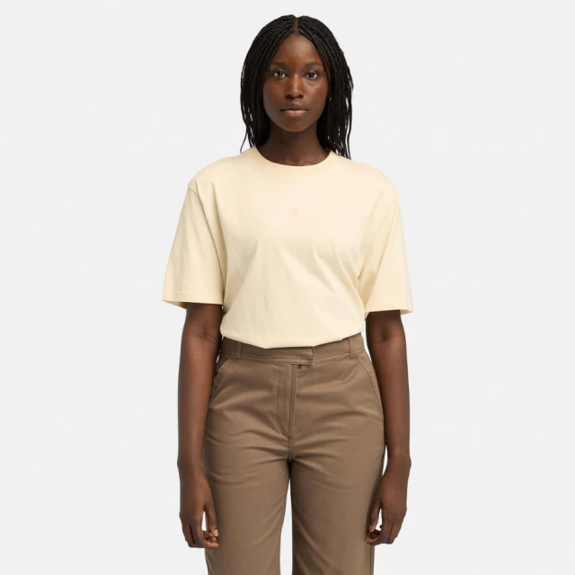 Timberland 男款象牙色刺繡LOGO圓領上衣|A695YEFL 歷史價格詳細信息