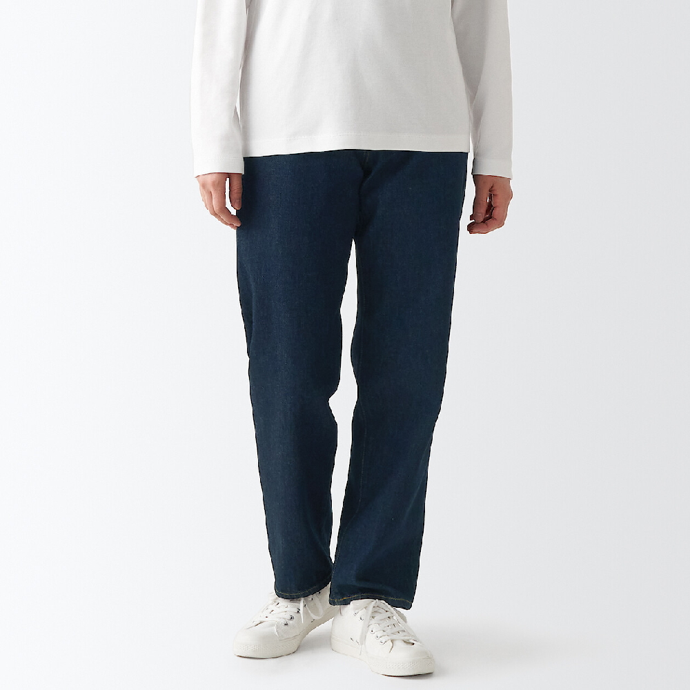 【MUJI 無印良品】女有機棉丹寧寬版寬鬆褲(暗藍) 歷史價格詳細信息