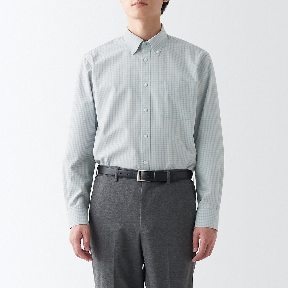 【MUJI 無印良品】男有機棉不易起皺長袖襯衫(共4色) 歷史價格詳細信息