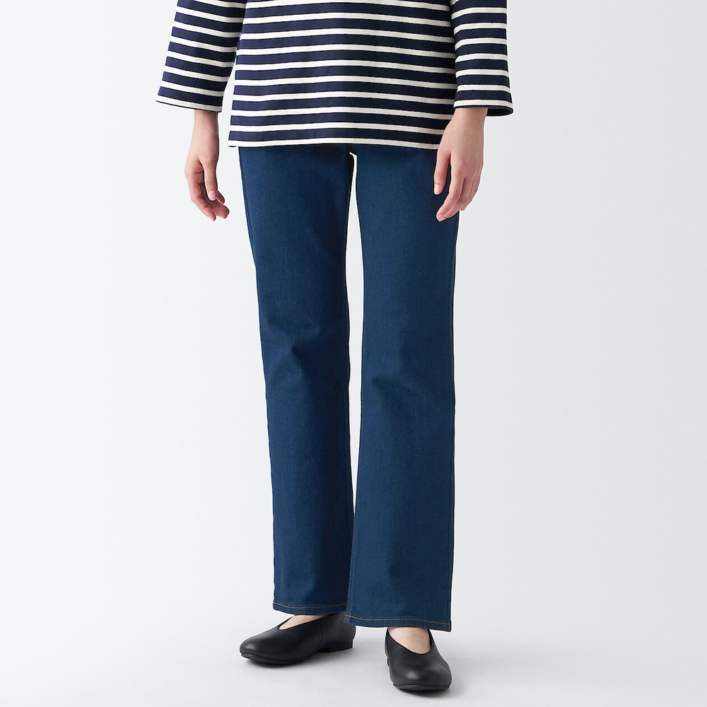 女有機棉混彈性丹寧修身喇叭褲【MUJI 無印良品】 歷史價格詳細信息