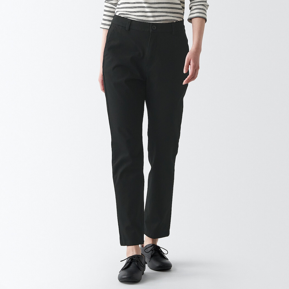 女有機棉混縱橫彈性綾織打褶寬版褲【MUJI 無印良品】 歷史價格詳細信息