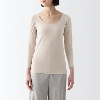 女棉混保暖U領八分袖T恤【MUJI 無印良品】 歷史價格詳細信息