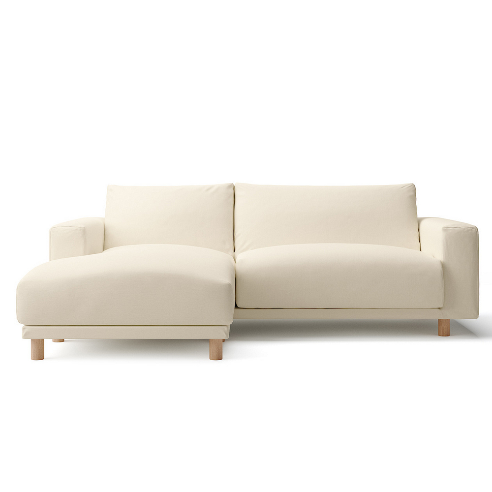 【MUJI 無印良品】棉麻網織羽毛獨立筒沙發套/米色/3人/躺椅型/右(大型家具配送) 歷史價格詳細信息