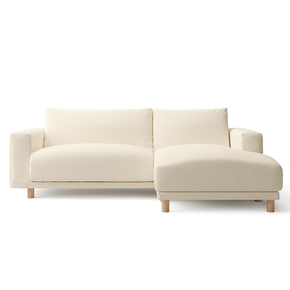【MUJI 無印良品】棉麻網織羽毛獨立筒沙發套/米色/3人/躺椅型/右(大型家具配送) 歷史價格詳細信息