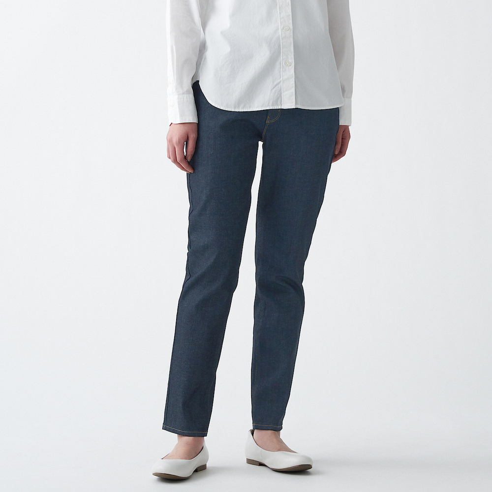 女有機棉混彈性丹寧合身褲【MUJI 無印良品】 歷史價格詳細信息