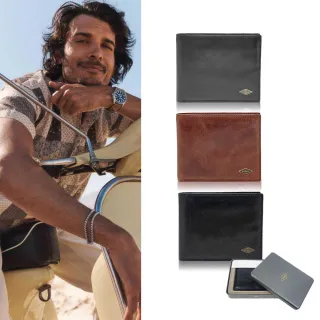 Fossil 男款 皮夾 真皮三折短夾 牛皮海軍藍色【嚼嚼俱樂部】 歷史價格詳細信息