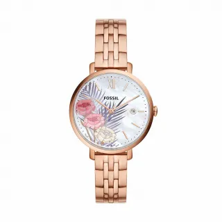 【FOSSIL 官方旗艦館】Jacqueline 系列賈姬風尚經典女錶 藍色真皮皮革錶帶 36MM ES3843 歷史價格詳細信息