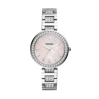 【FOSSIL 官方旗艦館】Karli 典雅湖綠環鑽女錶 銀色不鏽鋼錶帶手錶 24MM BQ3949 歷史價格詳細信息