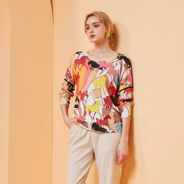 【MON’S】手繪馬印圖紋蠶絲針織上衣 歷史價格詳細信息