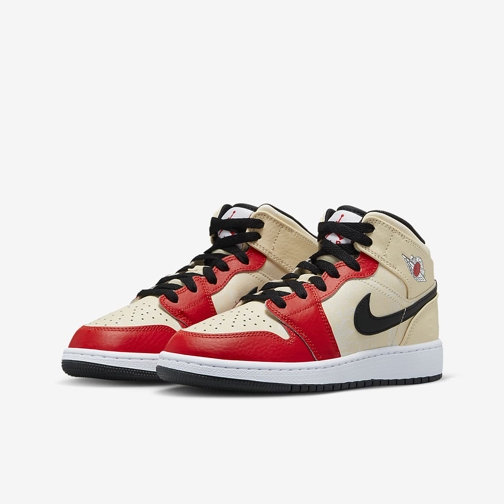 Nike 耐吉 Air Jordan 1 Mid SS GS 大童 女鞋 88 Dunk Contest 米白 紅 DV7012-100 歷史價格詳細信息