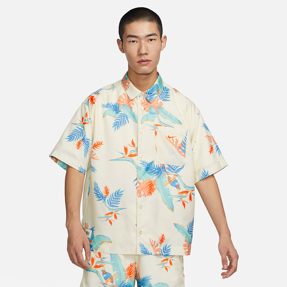 Nike 耐吉 襯衫 SB Tanglin 男款 卡其 寬鬆 短袖 開衩 休閒正式 純棉 FQ0400-247 歷史價格詳細信息