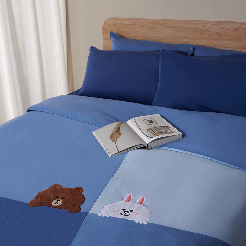 【YVONNE 以旺傢飾】100%美國純棉被套+枕套組-直條紋 冰灰藍(加大) 歷史價格詳細信息