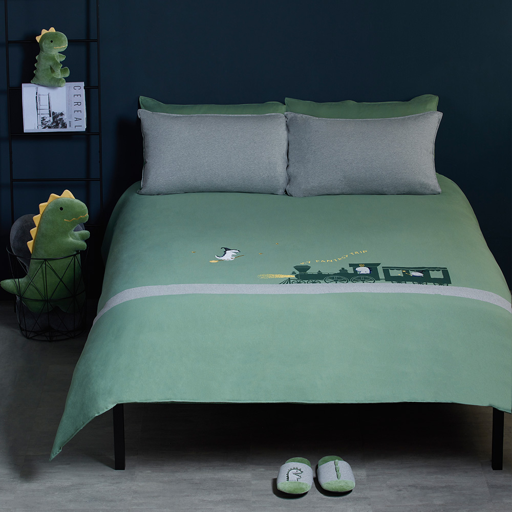 【YVONNE 以旺傢飾】100%美國純棉被套+枕套組-直條紋 冰灰藍(加大) 歷史價格詳細信息