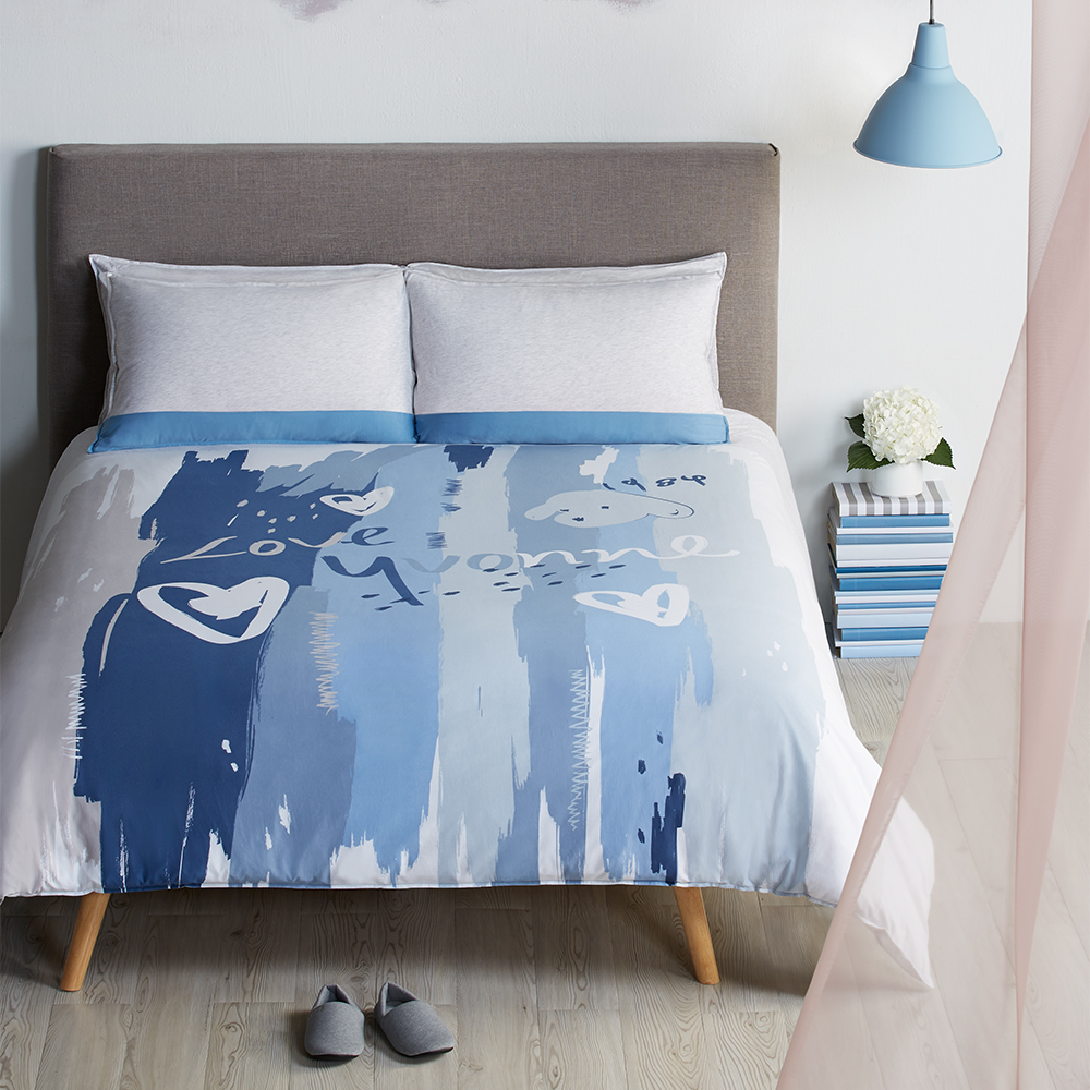 【YVONNE 以旺傢飾】100%美國純棉被套+枕套組-直條紋 冰灰藍(加大) 歷史價格詳細信息