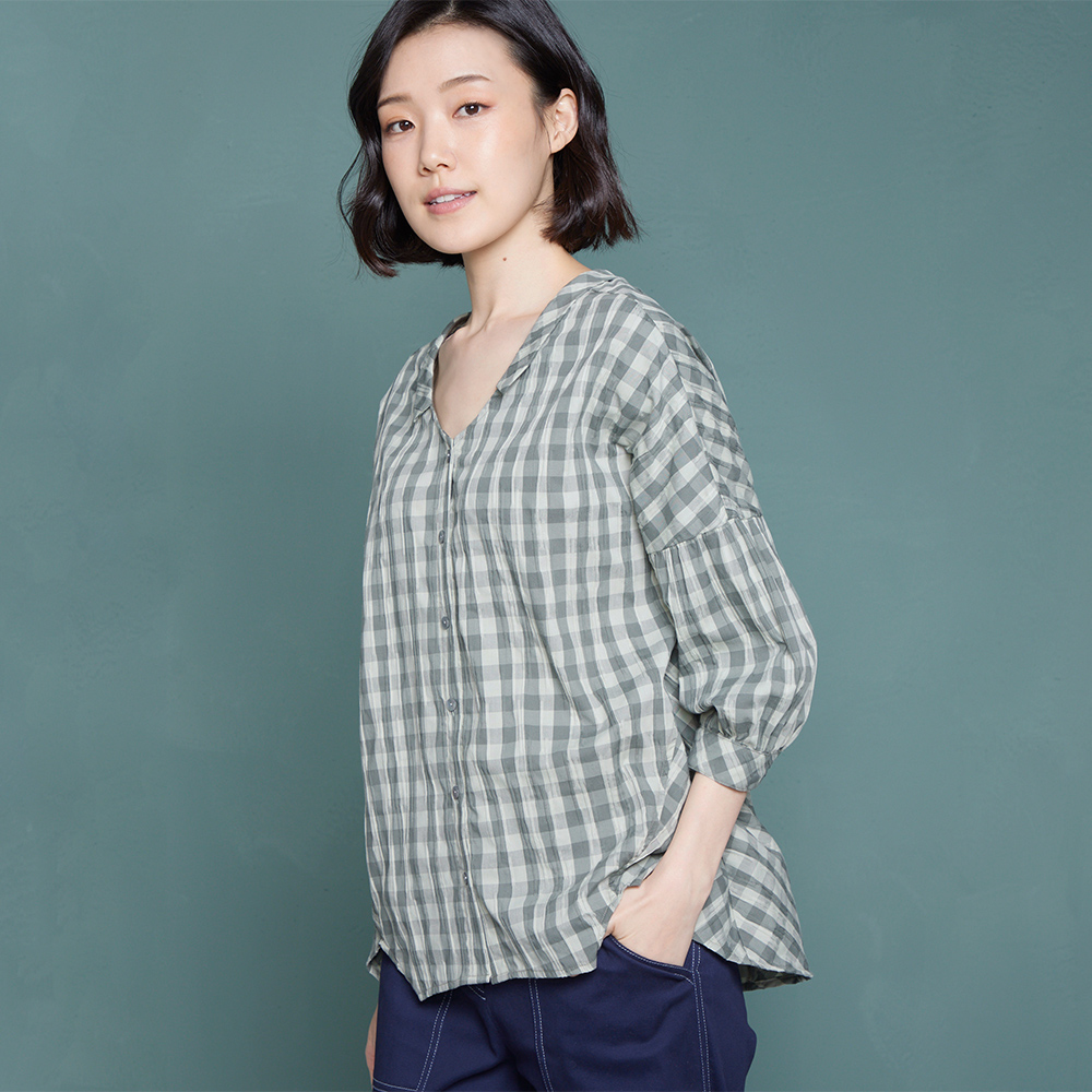 【YVONNE 以旺傢飾】格紋V領半開襟長袖洋裝(葡萄藤紅) 歷史價格詳細信息