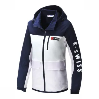 K-SWISS RT Windbreaker刷毛防風外套-女-藍/白 歷史價格詳細信息