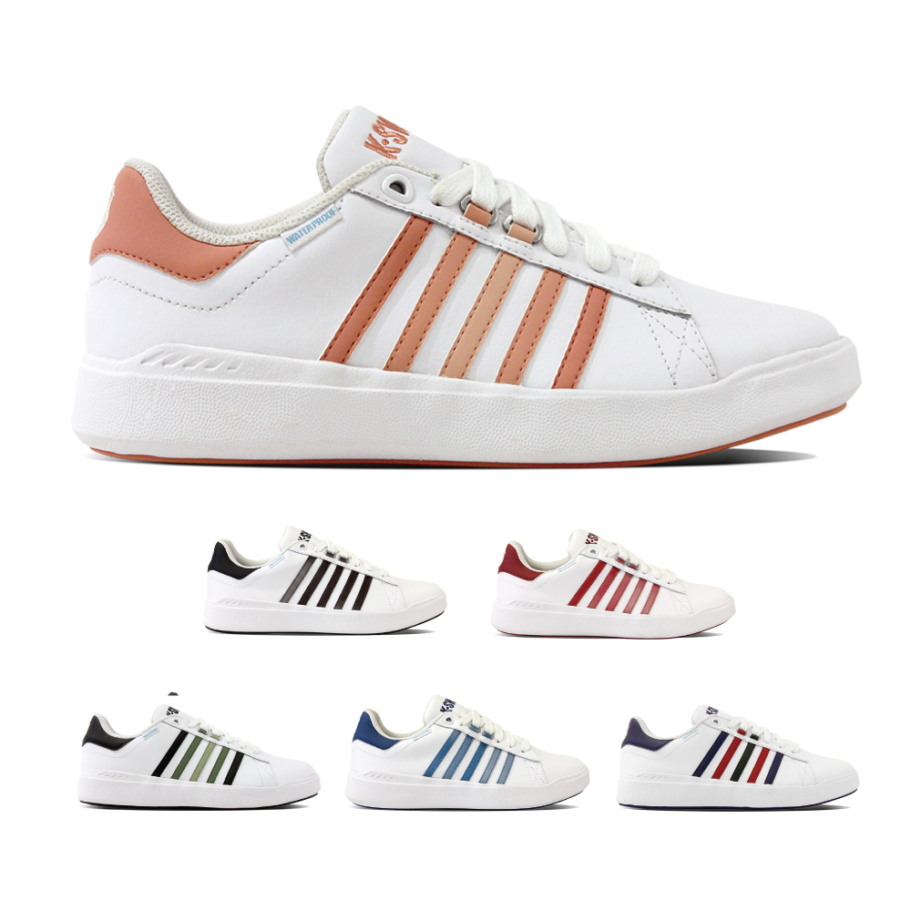 K-SWISS Pershing Court Light DS WP防水運動鞋-女-白/藍/紅 歷史價格詳細信息