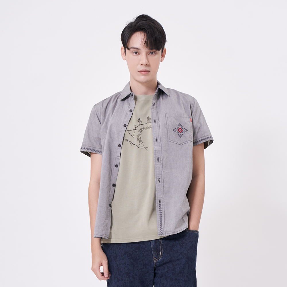 【5th STREET】男露營道具印花短袖T恤(青綠色) 歷史價格詳細信息