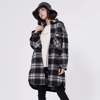 【5th STREET】女格紋長版襯衫-紅色 歷史價格詳細信息