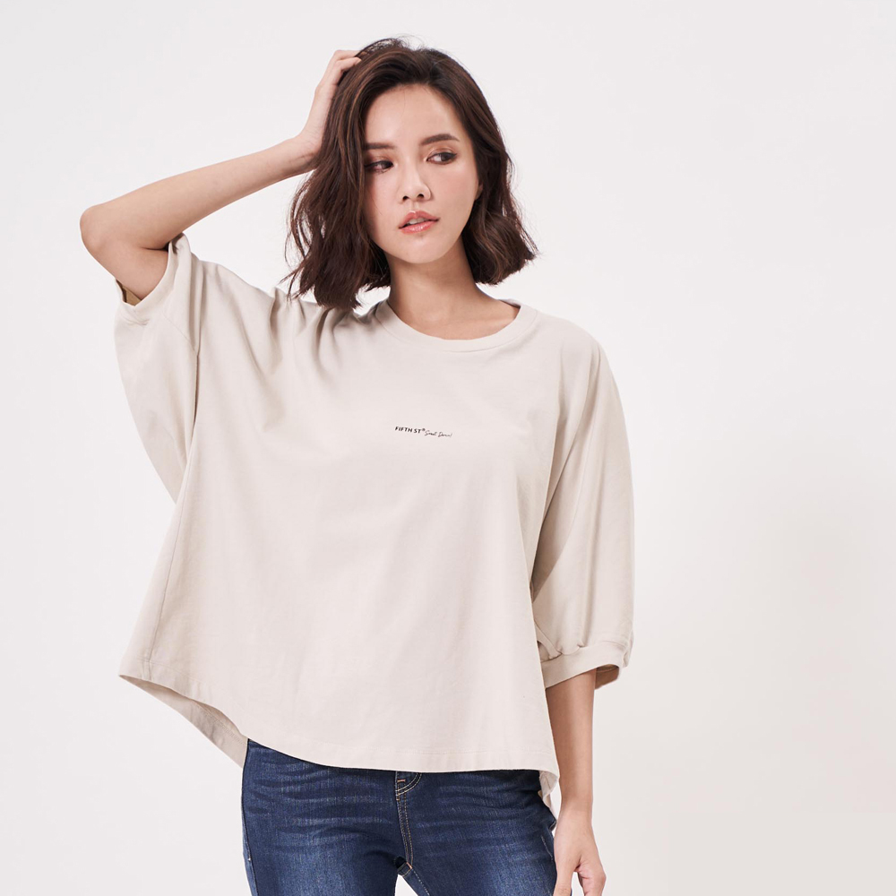 【5th STREET】女寬版側開衩短袖T恤-黑色 歷史價格詳細信息