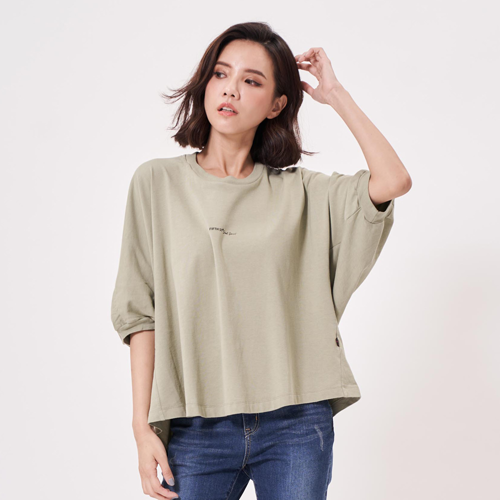 【5th STREET】女寬版側開衩短袖T恤-黑色 歷史價格詳細信息