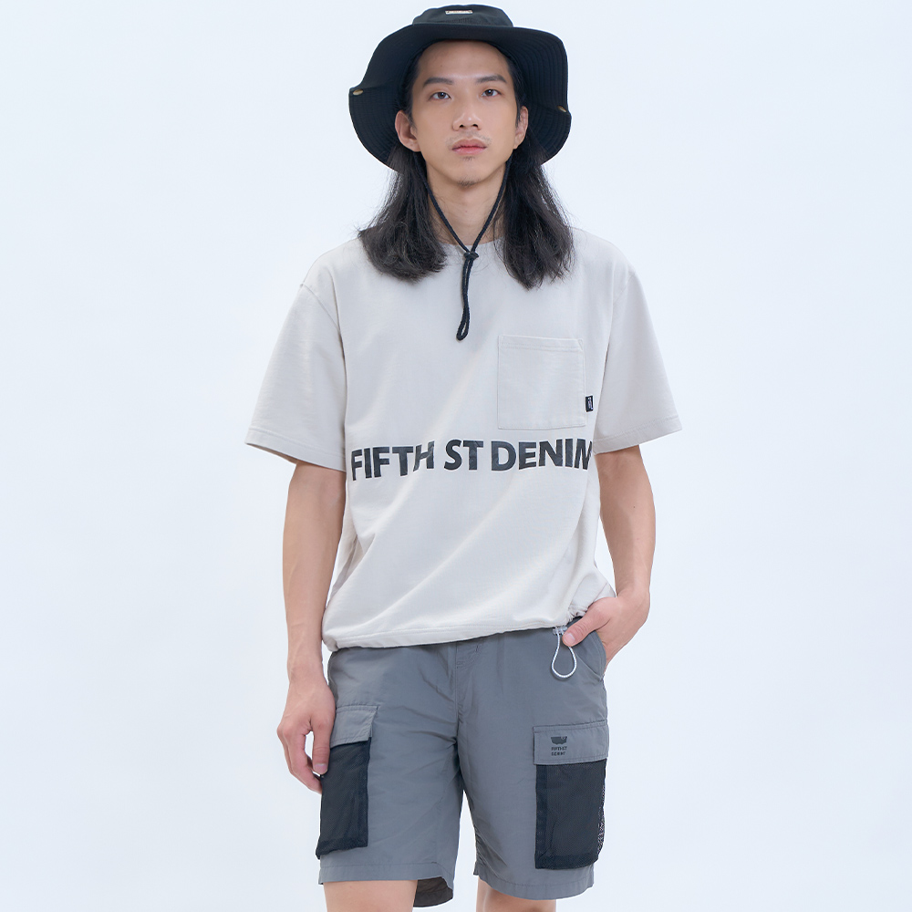 【5th STREET】男裝寬版異材質貼袋短T恤-灰卡其(山形系列) 歷史價格詳細信息