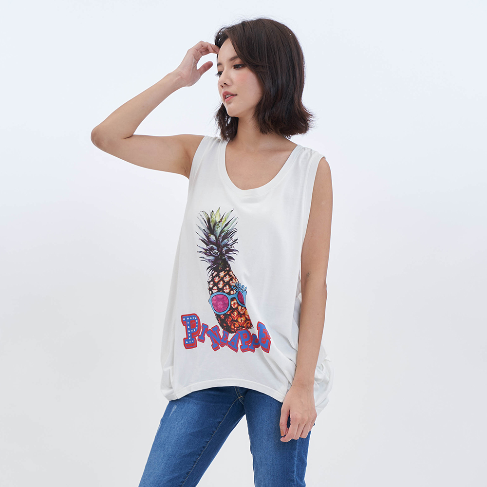 【5th STREET】女裝流蘇印花背心-黑色 歷史價格詳細信息