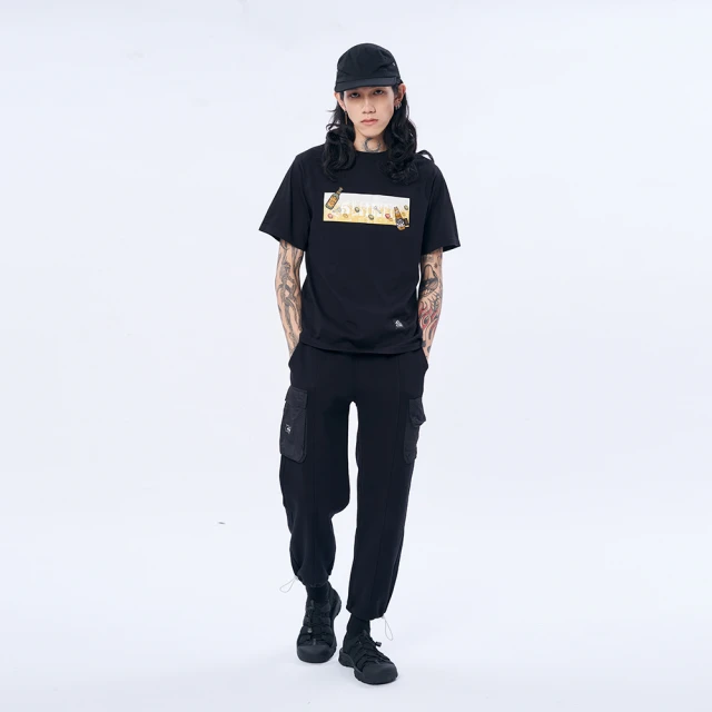 【5th STREET】男裝黑熊岩石LOGO短袖T恤-丈青 歷史價格詳細信息