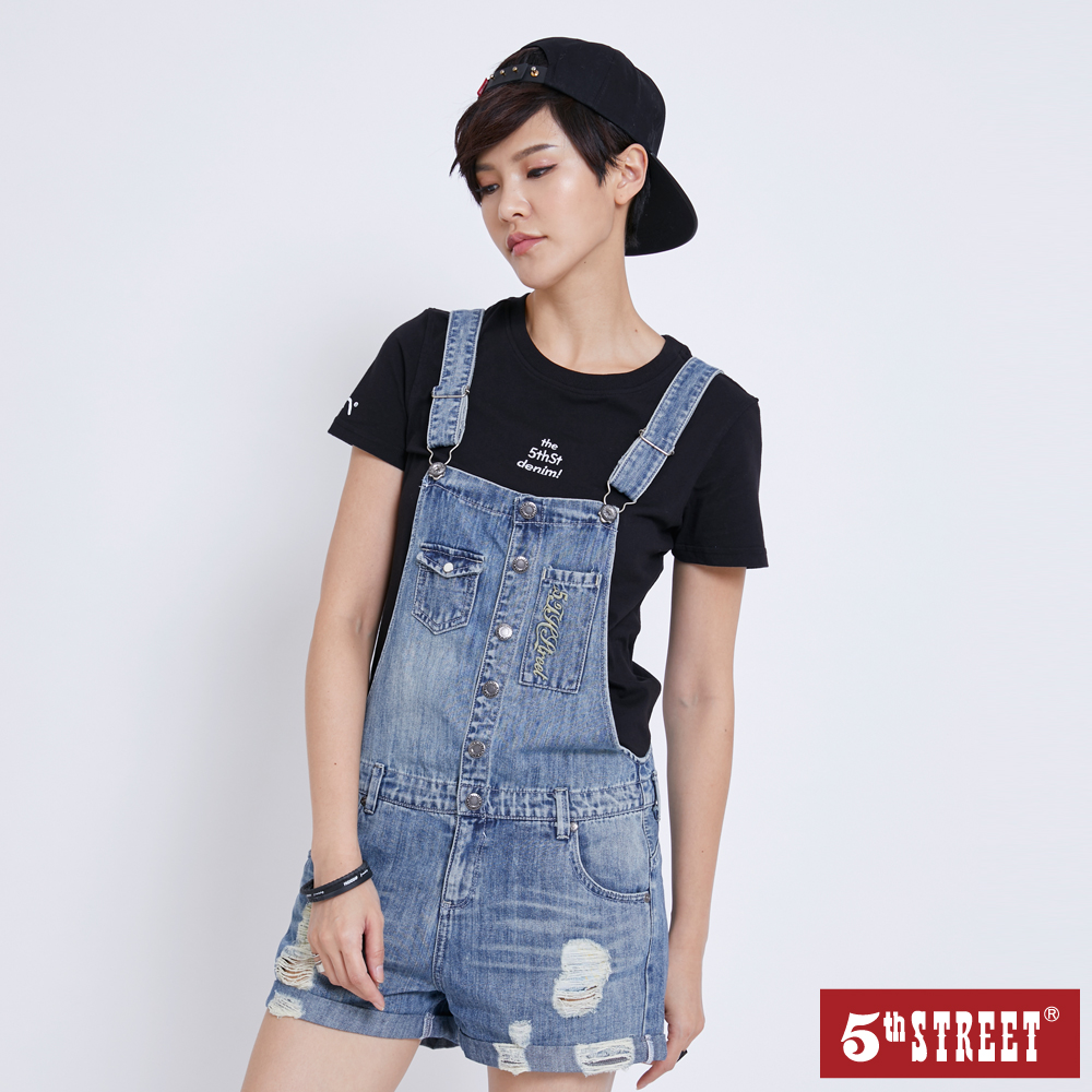 【5th STREET】女刷破超彈窄管直筒破褲-石洗綠 歷史價格詳細信息