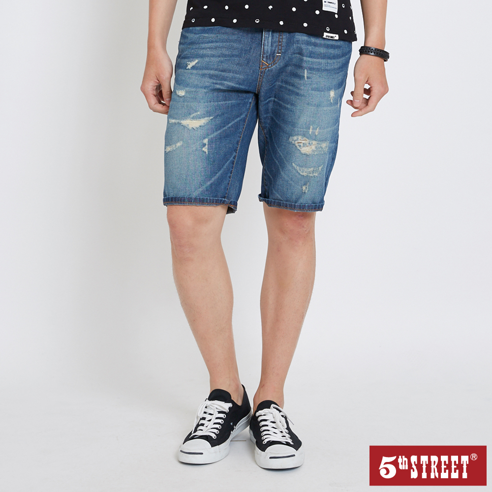 【5th STREET】男美式側貼條短袖T恤-丈青 歷史價格詳細信息