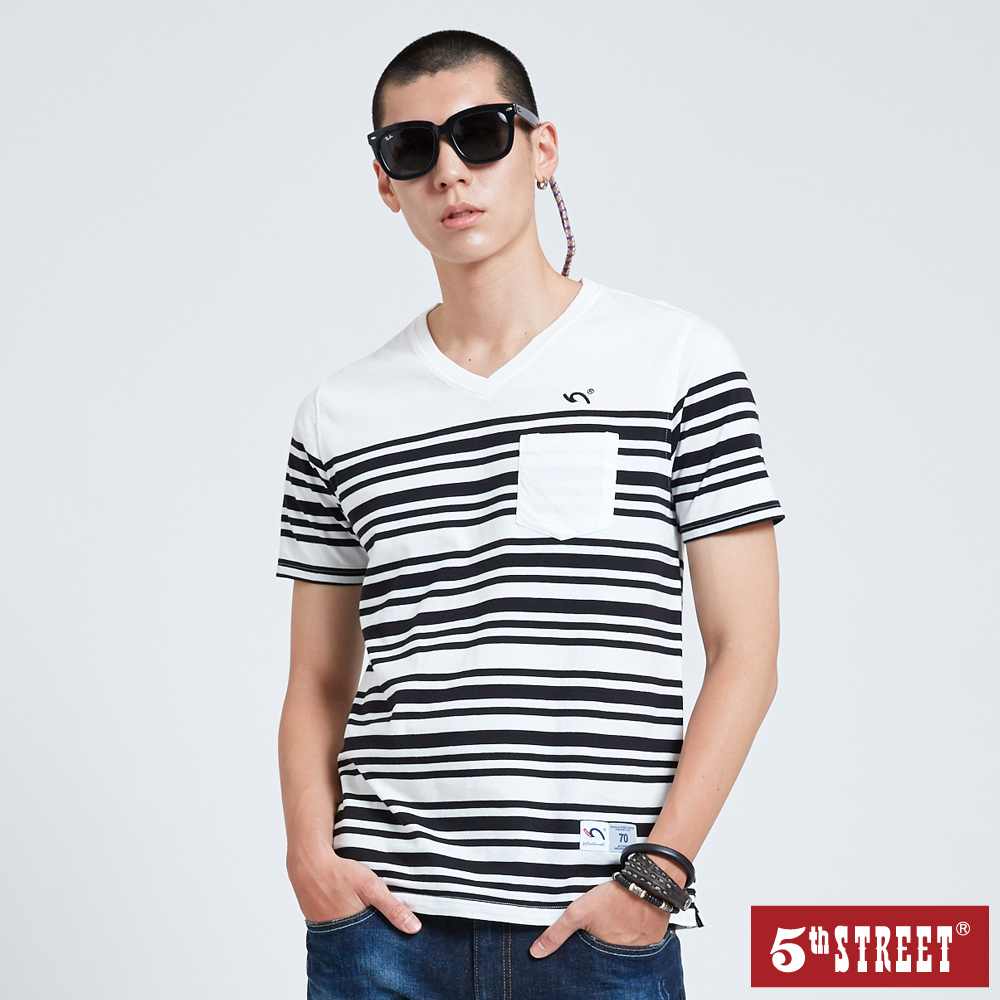 【5th STREET】男條紋短袖POLO衫-土耳其藍 歷史價格詳細信息