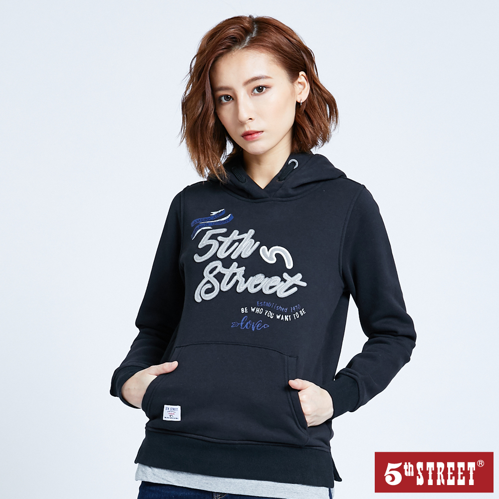 【5th STREET】女雙拉鍊厚長袖T恤-黑色 歷史價格詳細信息