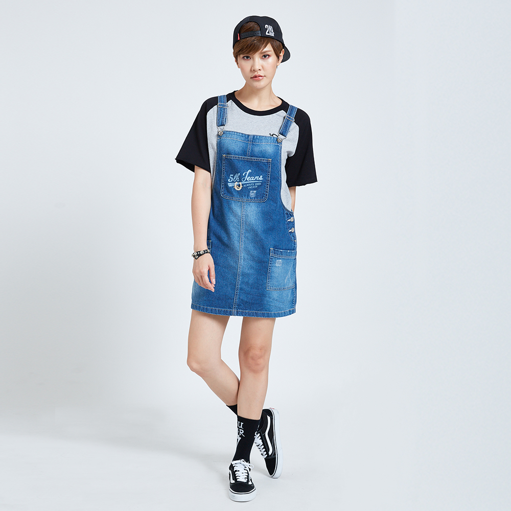 【5th STREET】女裝牛仔吊帶寬褲-拔洗藍 歷史價格詳細信息