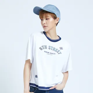 【5th STREET】女寬版側開衩短袖T恤-黑色 歷史價格詳細信息