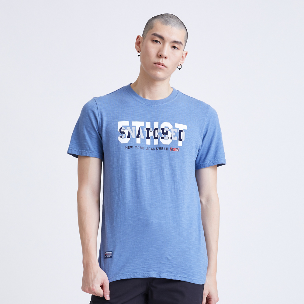 【5th STREET】男美式側貼條短袖T恤-丈青 歷史價格詳細信息