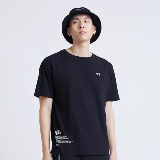 【5th STREET】男落肩街頭文字短袖T恤-黑色 歷史價格詳細信息