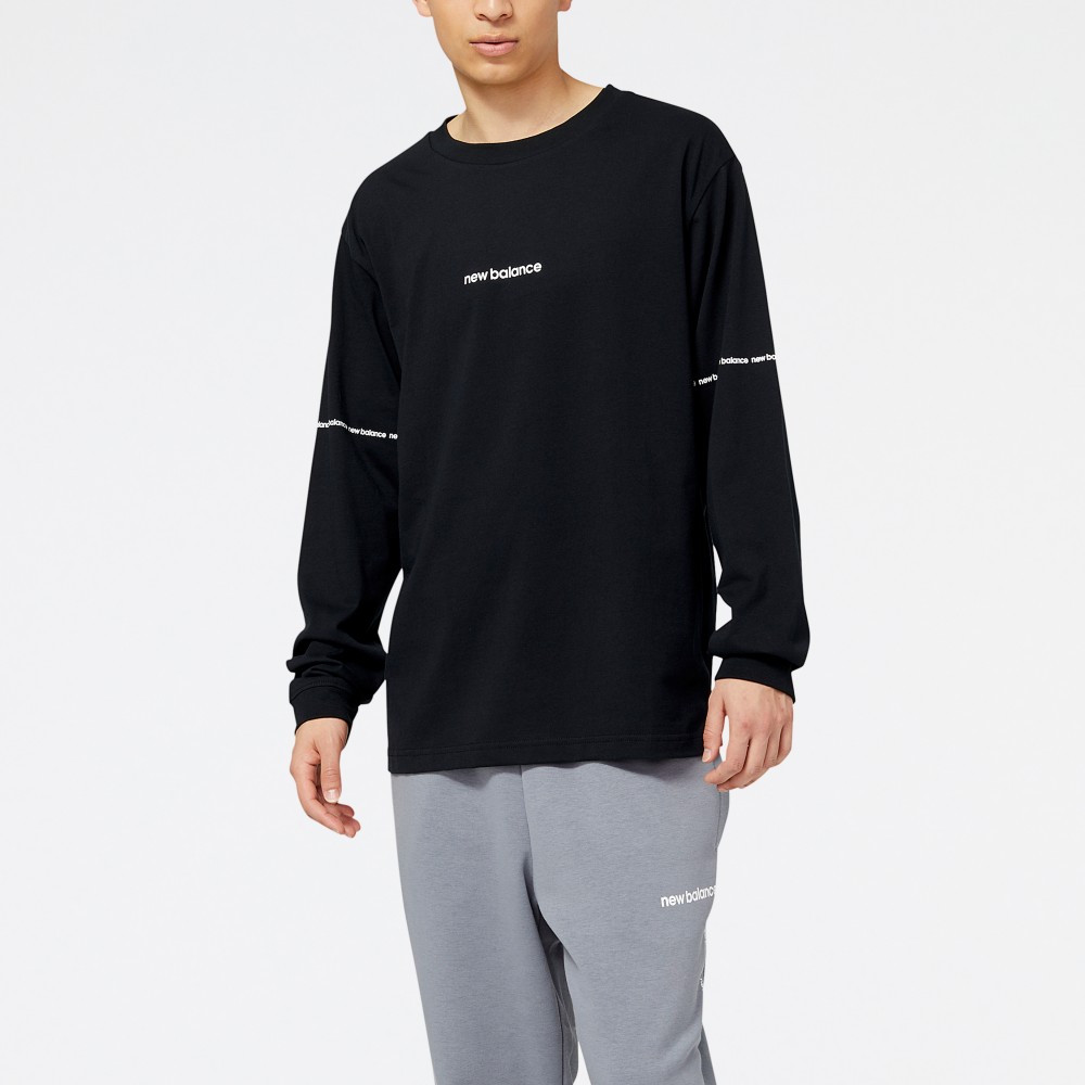 NEW BALANCE 長袖 NB 黑色 刺繡LOGO 圓領 上衣 男 AMT33506BK 歷史價格詳細信息