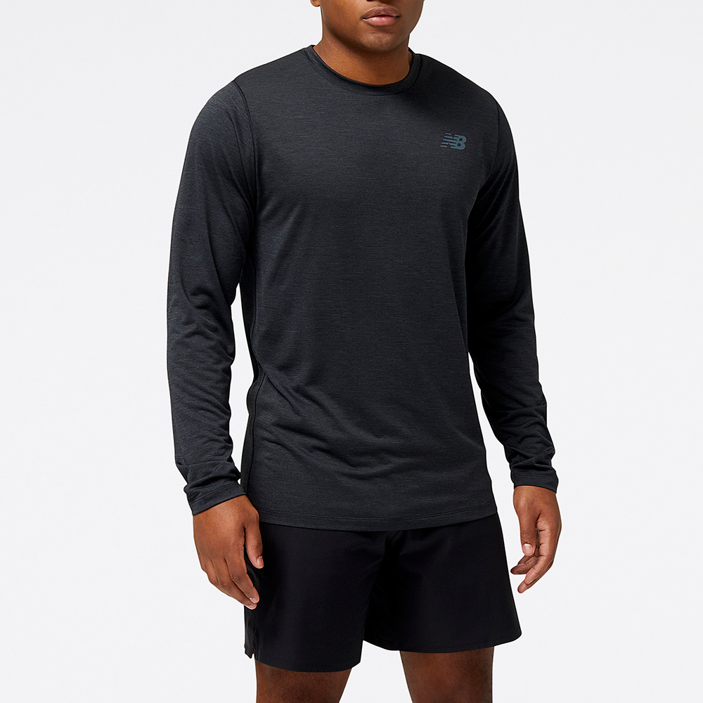 [New Balance]吸濕排汗長袖上衣_男性_黑色_MT43150BK 歷史價格詳細信息