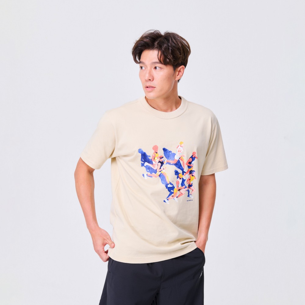 [New Balance]圓領插畫短袖上衣_男性_杏色_MT31551BE 歷史價格詳細信息