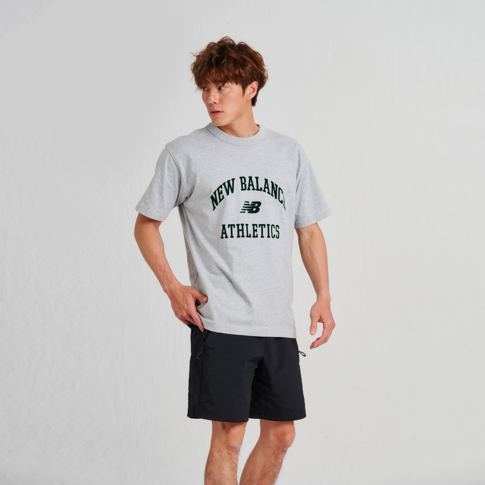 [New Balance]親膚植絨學院風文字長袖上衣_男性_灰色_AMT33550AG 歷史價格詳細信息