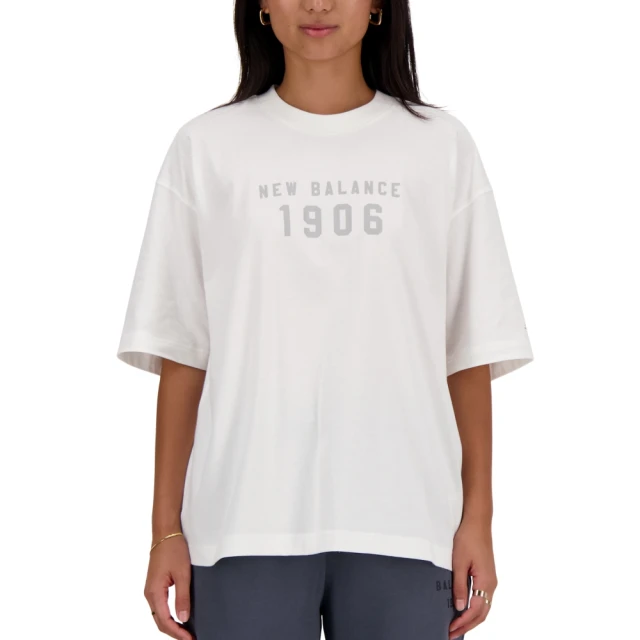 [New Balance]寬鬆圓領刺繡LOGO短袖上衣_女性_白色_AWT33510WT 歷史價格詳細信息