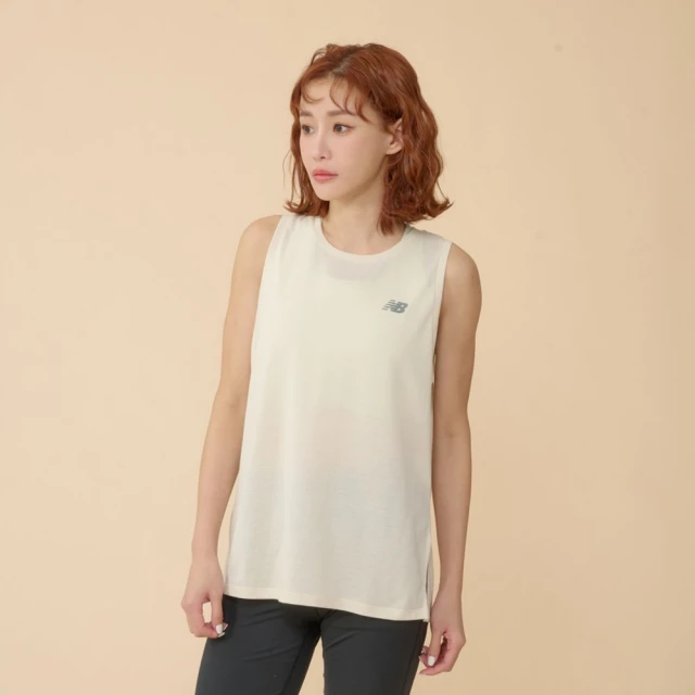 【New Balance】寬鬆無袖上衣背心_女性_杏白色_WT41104LIT 歷史價格詳細信息