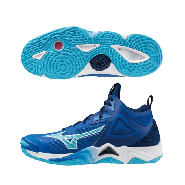 Mizuno 美津濃 排球鞋 Wave Momentum 3 Mid 男鞋 藍 白 高筒 襪套 室內運動 羽排鞋 V1GA2317-01 歷史價格詳細信息